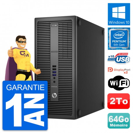 PC Tour HP EliteDesk 800 G2 Intel G4400 RAM 64Go Disque Dur 2To Windows 10 Wifi