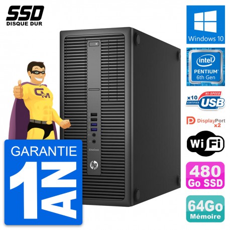PC Tour HP EliteDesk 800 G2 Intel G4400 RAM 64Go SSD 480Go Windows 10 Wifi