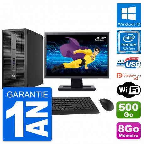 PC Tour HP 800 G2 Ecran 22" Intel G4400 RAM 8Go Disque Dur 500Go Windows 10 Wifi