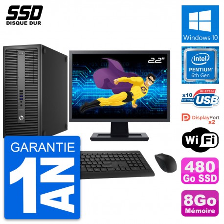 PC Tour HP EliteDesk 800 G2 Ecran 22" G4400 RAM 8Go SSD 480Go Windows 10 Wifi