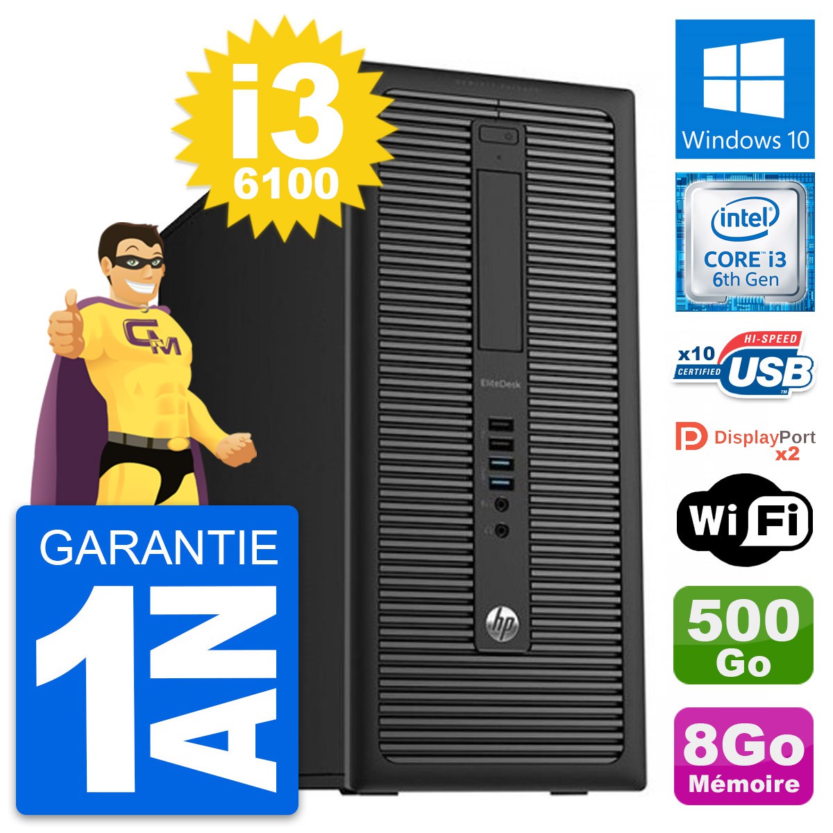 PC Dell Optiplex 7020 MT Reconditionné – I5-4570, GTX 1050 Ti, 16 Go RAM, SSD 240 Go + 2 To, Windows 10