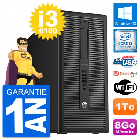 PC Tour HP EliteDesk 800 G2 Intel i3-6100 RAM 8Go Disque Dur 1To Windows 10 Wifi