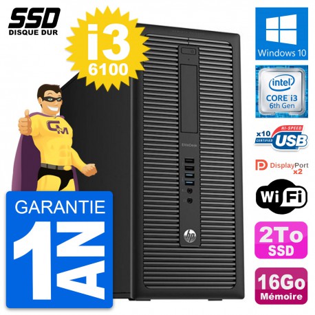 PC Tour HP EliteDesk 800 G2 Intel Core i3-6100 RAM 16Go SSD 2To Windows 10 Wifi