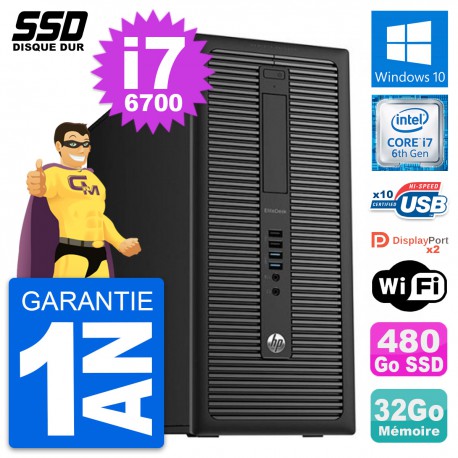 PC Tour HP EliteDesk 800 G2 Intel i7-6700 RAM 32Go SSD 480Go Windows 10 Wifi