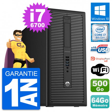 PC Tour HP EliteDesk 800 G2 Intel i7-6700 RAM 64Go Disque 500Go Windows 10 Wifi