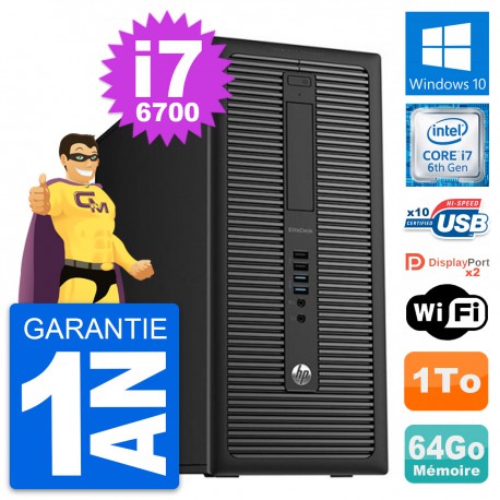 PC Tour HP EliteDesk 800 G2 Intel i7-6700 RAM 64Go Disque Dur 1To Windows 10 Wifi