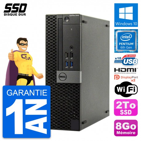 PC Dell OptiPlex 5040 SFF Intel G4400 RAM 8Go SSD 2To HDMI Windows 10 Wifi