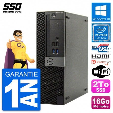 PC Dell OptiPlex 5040 SFF Intel G4400 RAM 16Go SSD 2To HDMI Windows 10 Wifi