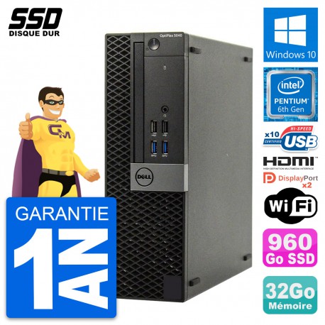 PC Dell OptiPlex 5040 SFF Intel G4400 RAM 32Go SSD 960Go HDMI Windows 10 Wifi