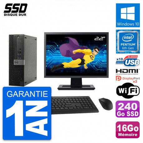PC Dell 5040 SFF Ecran 22" Intel G4400 RAM 16Go SSD 240Go HDMI Windows 10 Wifi
