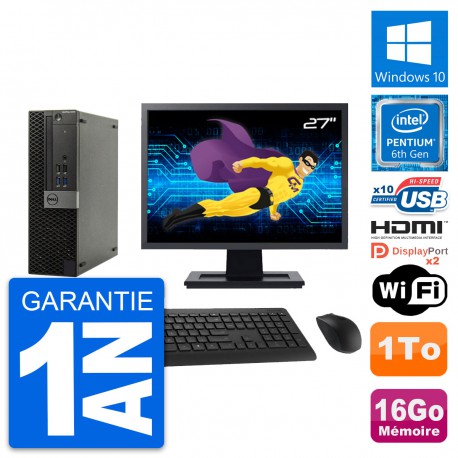 PC Dell 5040 SFF Ecran 27" Intel G4400 RAM 16Go Disque 1To HDMI Windows 10 Wifi