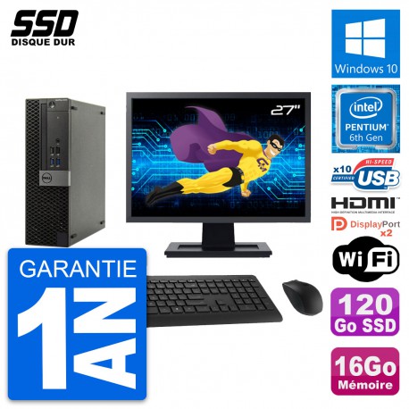 PC Dell 5040 SFF Ecran 27" Intel G4400 RAM 16Go SSD 120Go HDMI Windows 10 Wifi