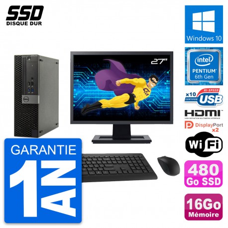 PC Dell 5040 SFF Ecran 27" Intel G4400 RAM 16Go SSD 480Go HDMI Windows 10 Wifi