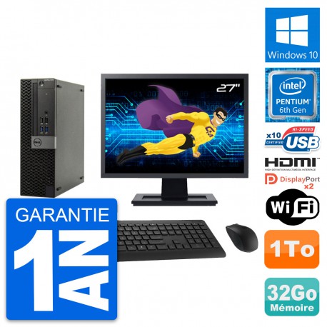 PC Dell 5040 SFF Ecran 27" Intel G4400 RAM 32Go Disque 1To HDMI Windows 10 Wifi