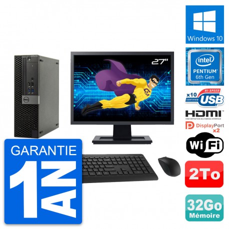 PC Dell 5040 SFF Ecran 27" Intel G4400 RAM 32Go Disque 2To HDMI Windows 10 Wifi