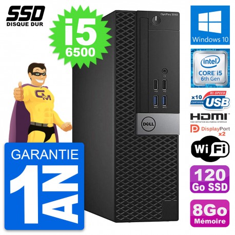 PC Dell OptiPlex 5040 SFF Intel i5-6500 RAM 8Go SSD 120Go HDMI Windows 10 Wifi
