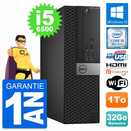 PC Dell OptiPlex 5040 SFF Intel i5-6500 RAM 32Go Disque 1To HDMI Windows 10 Wifi