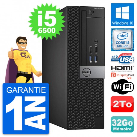 PC Dell OptiPlex 5040 SFF Intel i5-6500 RAM 32Go Disque 2To HDMI Windows 10 Wifi