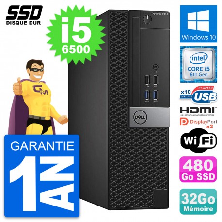 PC Dell OptiPlex 5040 SFF Intel i5-6500 RAM 32Go SSD 480Go HDMI Windows 10 Wifi