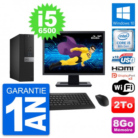 PC Dell 5040 SFF Ecran 22" i5-6500 RAM 8Go Disque Dur 2To HDMI Windows 10 Wifi