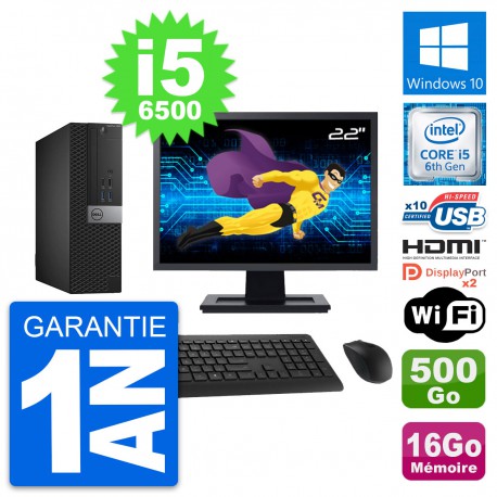 PC Dell 5040 SFF Ecran 22" i5-6500 RAM 16Go Disque 500Go HDMI Windows 10 Wifi