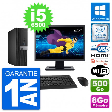 PC Dell 5040 SFF Ecran 27" i5-6500 RAM 8Go Disque 500Go HDMI Windows 10 Wifi