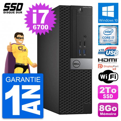 PC Dell OptiPlex 5040 SFF Intel i7-6700 RAM 8Go SSD 2To HDMI Windows 10 Wifi
