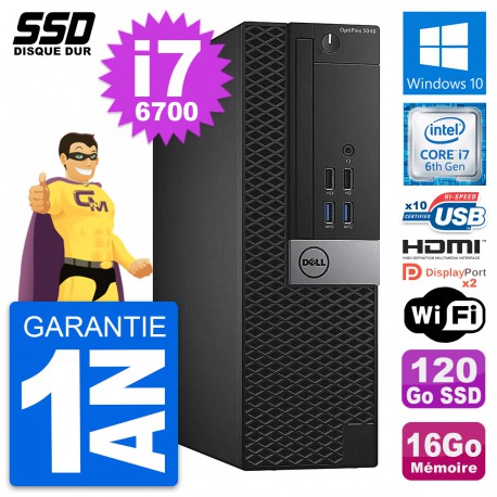 PC Dell OptiPlex 5040 SFF Intel i7-6700 RAM 16Go SSD 120Go HDMI Windows 10 Wifi