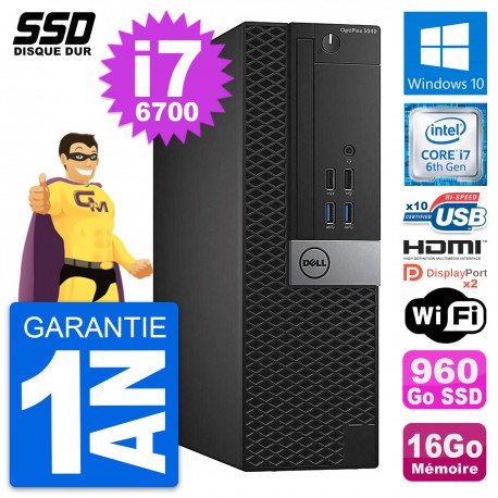 PC Dell OptiPlex 5040 SFF Intel i7-6700 RAM 16Go SSD 960Go HDMI Windows 10 Wifi