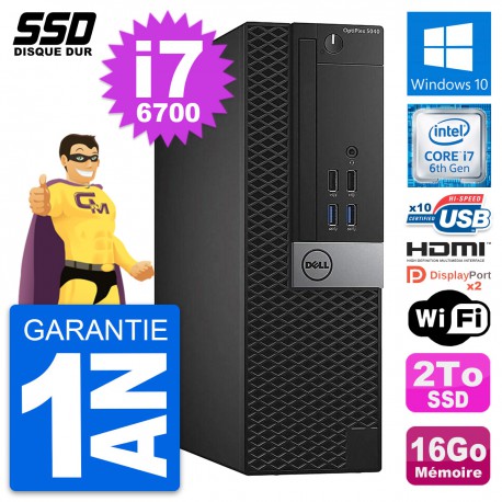 PC Dell OptiPlex 5040 SFF Intel i7-6700 RAM 16Go SSD 2To HDMI Windows 10 Wifi