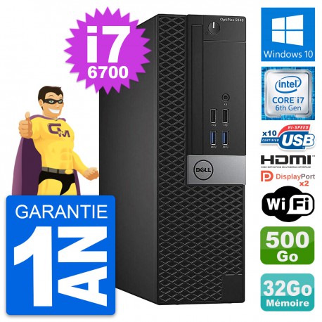 PC Dell 5040 SFF Intel Core i7-6700 RAM 32Go Disque 500Go HDMI Windows 10 Wifi
