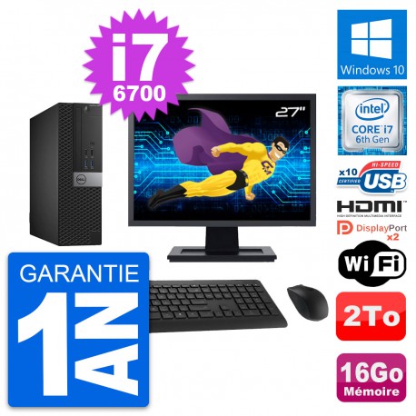 PC Dell 5040 SFF Ecran 27" Core i7-6700 RAM 16Go Disque 2To HDMI Windows 10 Wifi