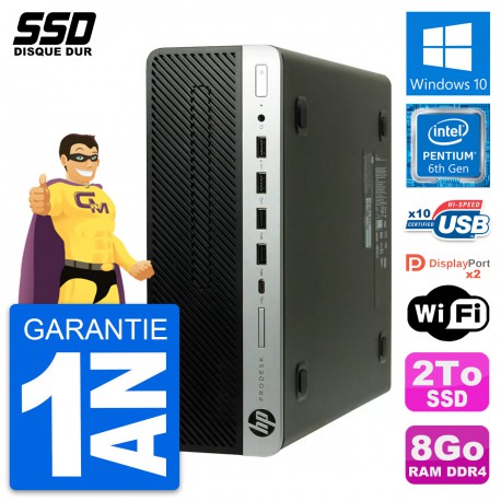 PC HP ProDesk 600 G3 SFF Intel Pentium G4400 RAM 8Go SSD 2To Windows 10 Wifi