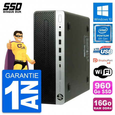 PC HP ProDesk 600 G3 SFF Intel Pentium G4400 RAM 16Go SSD 960Go Windows 10 Wifi