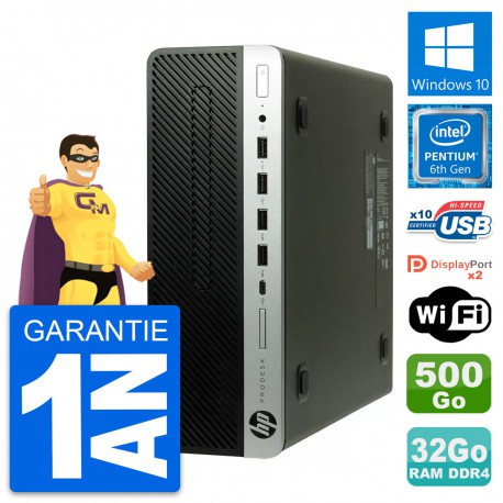 PC HP ProDesk 600 G3 SFF Intel G4400 RAM 32Go Disque Dur 500Go Windows 10 Wifi