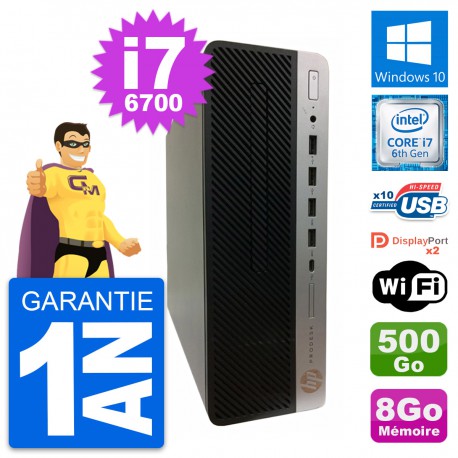 PC HP ProDesk 600 G3 SFF Intel i7-6700 RAM 8Go Disque Dur 500Go Windows 10 Wifi