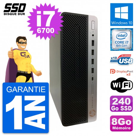 PC HP ProDesk 600 G3 SFF Intel Core i7-6700 RAM 8Go SSD 240Go Windows 10 Wifi