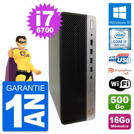 PC HP ProDesk 600 G3 SFF Intel i7-6700 RAM 16Go Disque Dur 500Go Windows 10 Wifi