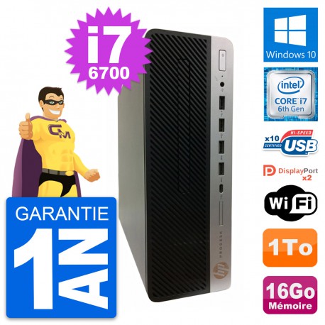 PC HP ProDesk 600 G3 SFF Intel i7-6700 RAM 16Go Disque Dur 1To Windows 10 Wifi