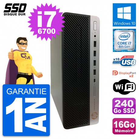 PC HP ProDesk 600 G3 SFF Intel Core i7-6700 RAM 16Go SSD 240Go Windows 10 Wifi