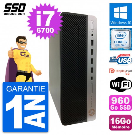 PC HP ProDesk 600 G3 SFF Intel Core i7-6700 RAM 16Go SSD 960Go Windows 10 Wifi