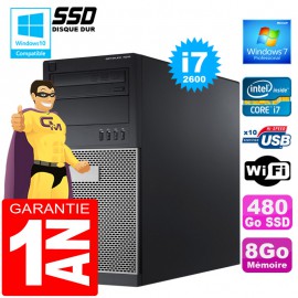 PC Tour DELL 7010 Core I7-2600 Ram 8Go Disque 480 Go SSD Graveur DVD Wifi W7