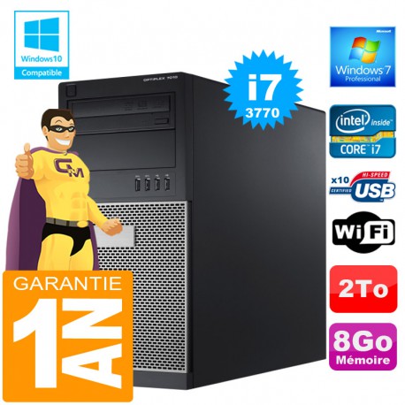 PC Tour DELL 7010 Core I7-3770 Ram 8Go Disque 2 To Graveur DVD Wifi W7