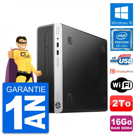 PC HP ProDesk 400 G4 SFF Intel G4400 RAM 16Go Disque Dur 2To Windows 10 Wifi