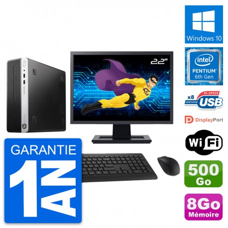 PC HP ProDesk 400 G4 SFF Ecran 22" G4400 RAM 8Go Disque 500Go Windows 10 Wifi