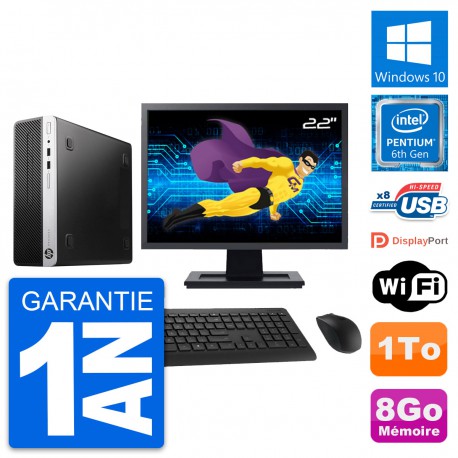 PC HP ProDesk 400 G4 SFF Ecran 22" G4400 RAM 8Go Disque Dur 1To Windows 10 Wifi