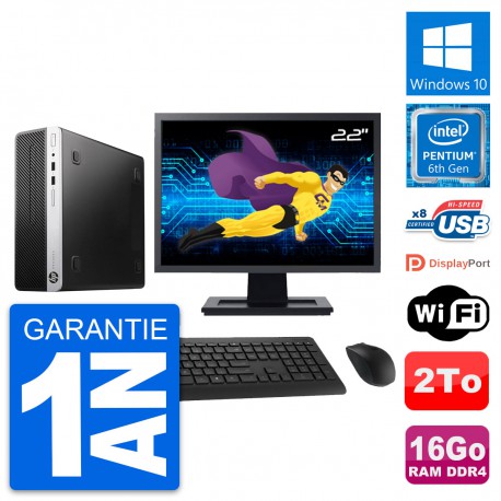 PC HP 400 G4 SFF Ecran 22" Intel G4400 RAM 16Go Disque Dur 2To Windows 10 Wifi
