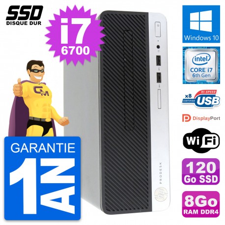 PC HP ProDesk 400 G4 SFF Intel Core i7-6700 RAM 8Go SSD 120Go Windows 10 Wifi