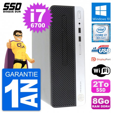 PC HP ProDesk 400 G4 SFF Intel Core i7-6700 RAM 8Go SSD 2To Windows 10 Wifi