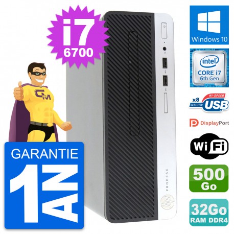PC HP ProDesk 400 G4 SFF Intel i7-6700 RAM 32Go Disque Dur 500Go Windows 10 Wifi